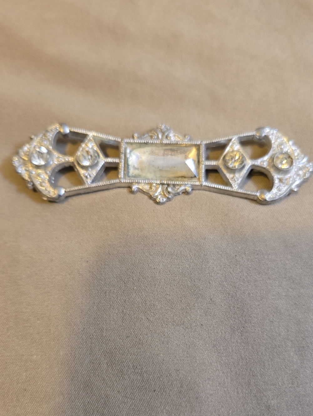 Vintage Silver-Tone Clear Crystal Brooch